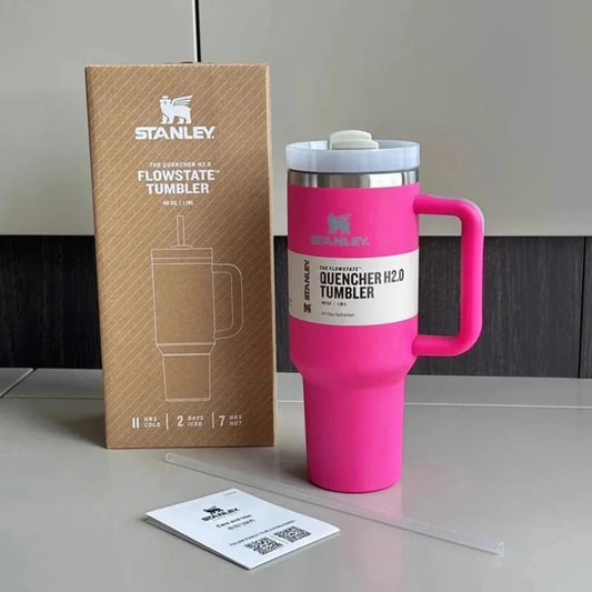 Pink Stanley 40 Oz Stainless Steel Tumbler | Leak-Proof Vacuum Insulated Travel Mug | Hot & Cold