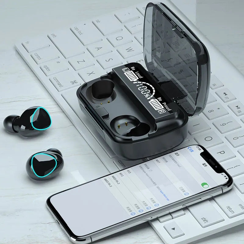 M10 Damix V 5.3 Bluetooth Wireless Earbuds with LED Display, Touch Control, and Long Battery Life