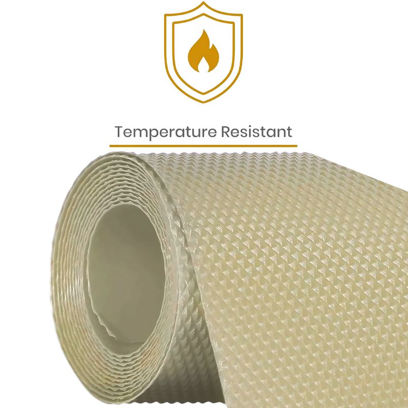 Anti-Slip Fridge & Shelf Mat | Waterproof Washable Liner for Kitchen Drawers Cabinets | Beige